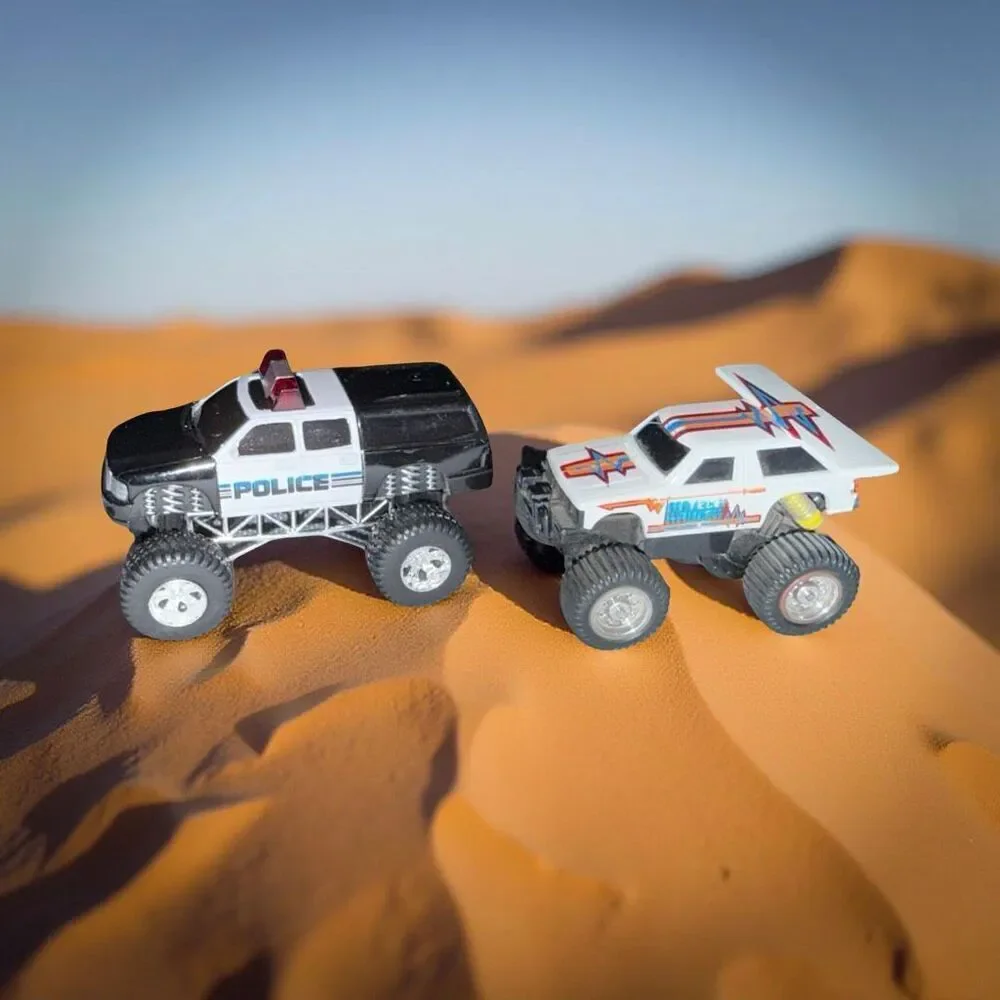 Macau Mattel Stunt Ratz Baja Jeep &  Road Ripper Police Monster Trucks Friction